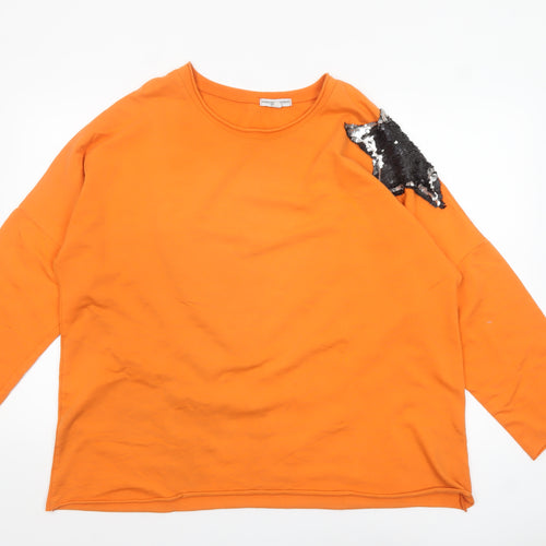 Martina Innocenti Women's Orange Sequin Shoulder Long Sleeve T-Shirt 2XL
