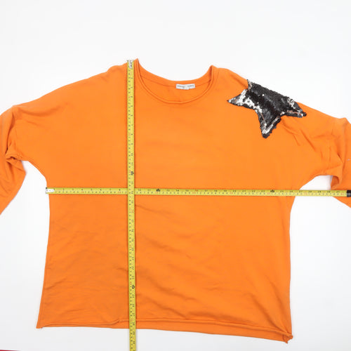 Martina Innocenti Women's Orange Sequin Shoulder Long Sleeve T-Shirt 2XL