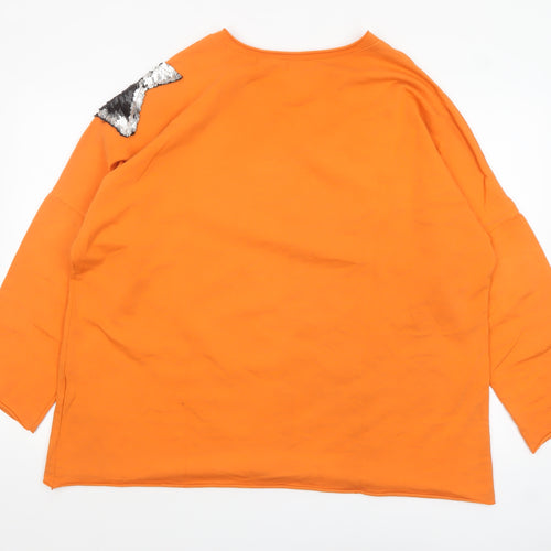 Martina Innocenti Women's Orange Sequin Shoulder Long Sleeve T-Shirt 2XL
