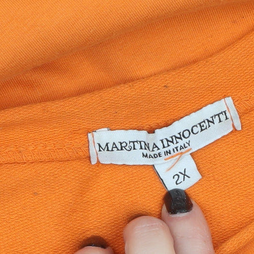 Martina Innocenti Women's Orange Sequin Shoulder Long Sleeve T-Shirt 2XL