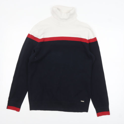 Tommy Hilfiger Men's Multicoloured Roll Neck Cotton Pullover Jumper L