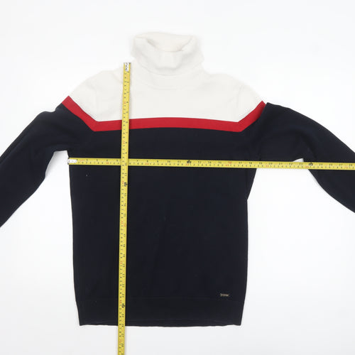 Tommy Hilfiger Men's Multicoloured Roll Neck Cotton Pullover Jumper L
