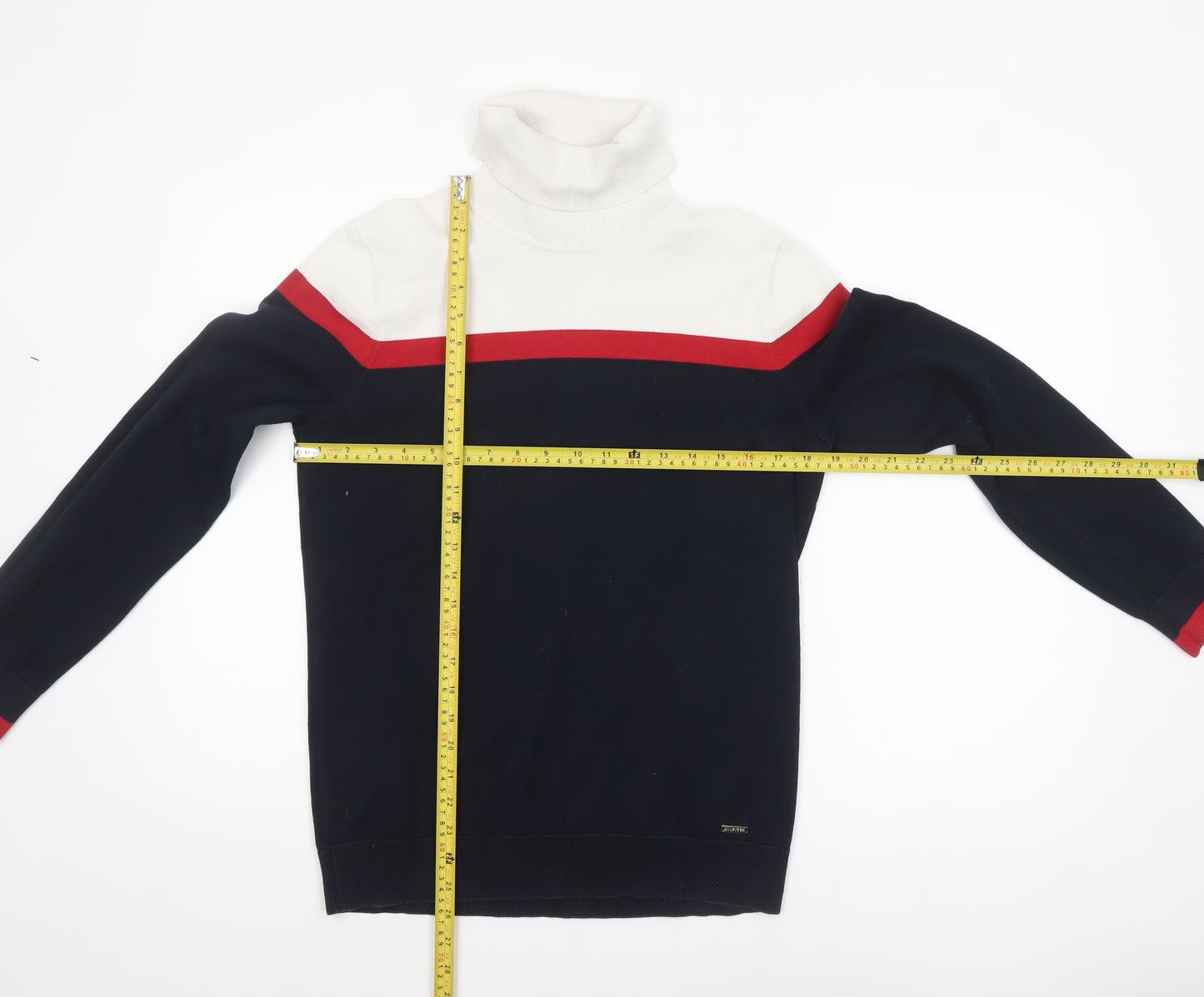 Tommy Hilfiger Men's Multicoloured Roll Neck Cotton Pullover Jumper L