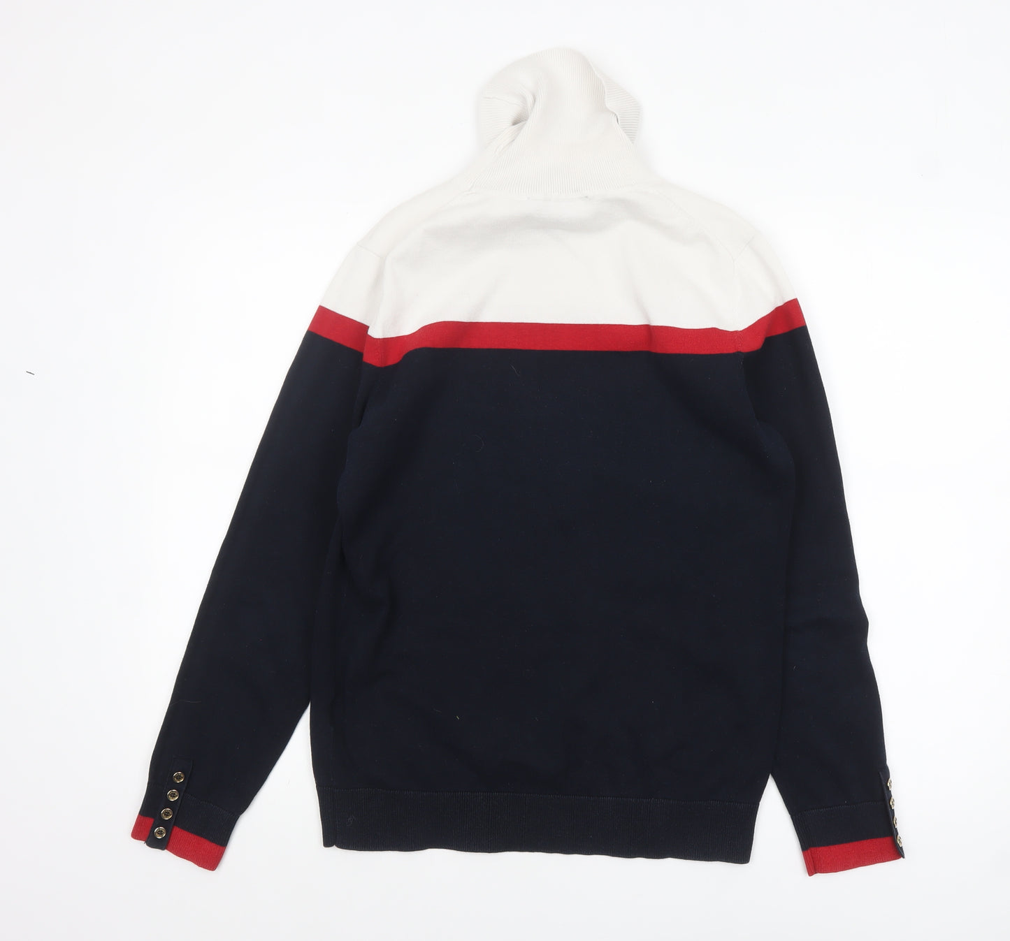 Tommy Hilfiger Men's Multicoloured Roll Neck Cotton Pullover Jumper L