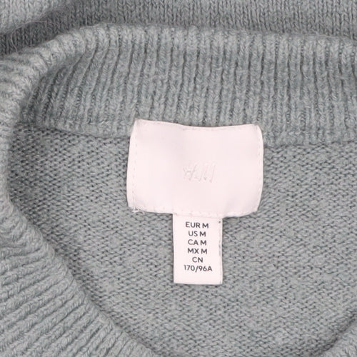 H&M Women’s Green Beaded Mock Neck Pullover Jumper Size 12