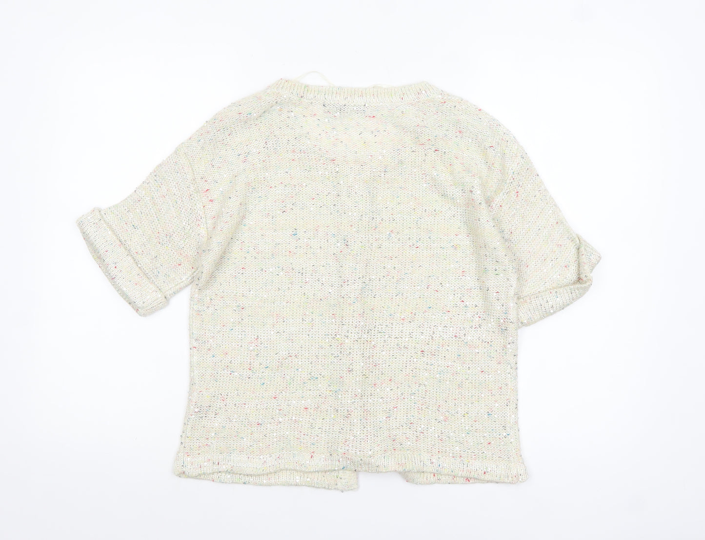Atmosphere Women's Ivory Knit Sequin Button-Up Top Size 12