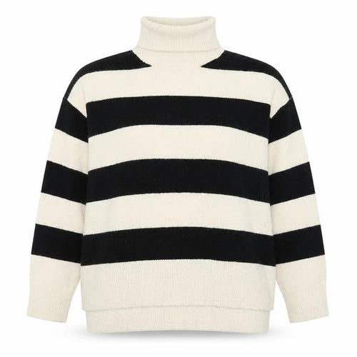 New Look Women's Black & Cream Striped Roll Neck Jumper XL