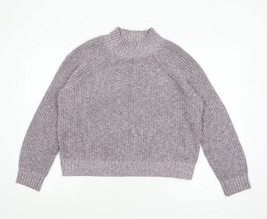 Fat Face Women's Purple High Neck Chunky Knit Jumper Size 10