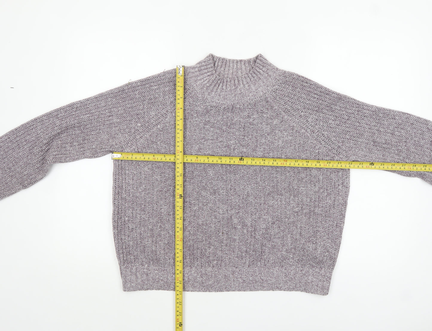 Fat Face Women's Purple High Neck Chunky Knit Jumper Size 10