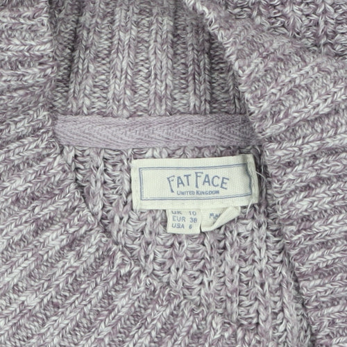 Fat Face Women's Purple High Neck Chunky Knit Jumper Size 10