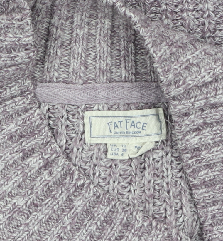 Fat Face Women's Purple High Neck Chunky Knit Jumper Size 10