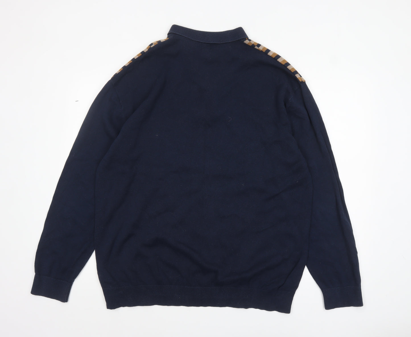 Next Men's Blue Geometric Cotton Henley Jumper XL