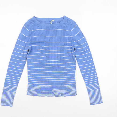 Marks and Spencer Women’s Blue Striped Cotton Jumper UK 10