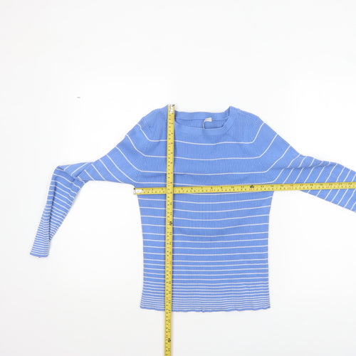 Marks and Spencer Women’s Blue Striped Cotton Jumper UK 10