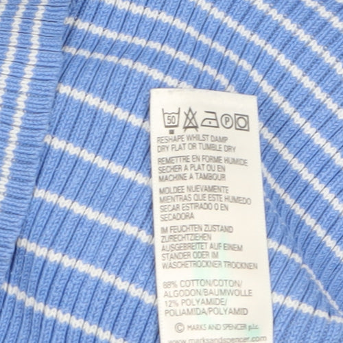 Marks and Spencer Women’s Blue Striped Cotton Jumper UK 10