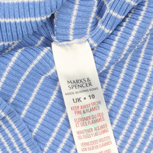 Marks and Spencer Women’s Blue Striped Cotton Jumper UK 10