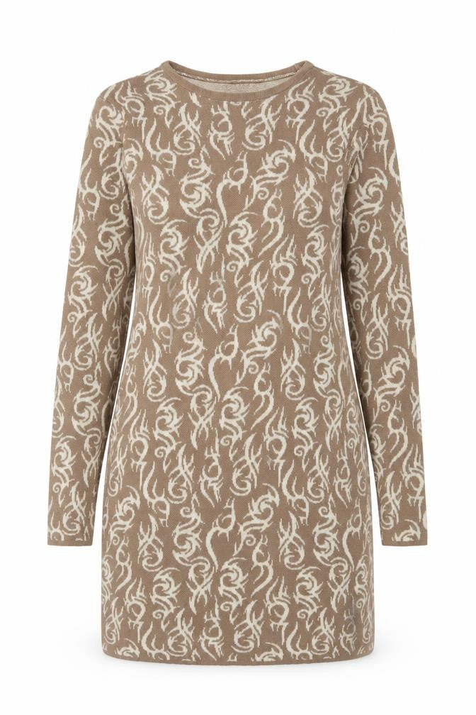 ASOS Women Beige Long Sleeve Knit Bodycon Mini Dress UK 8
