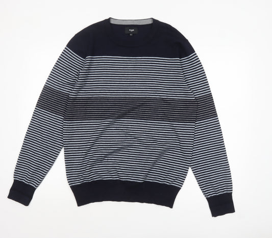 Ciao Men's Blue Striped Crew Neck Knit Jumper Size M