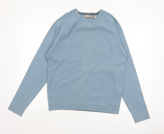 Ted Baker Women Blue Cotton Blend Crew Neck Pullover Jumper Size 14