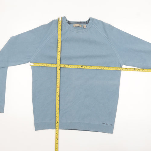 Ted Baker Women Blue Cotton Blend Crew Neck Pullover Jumper Size 14