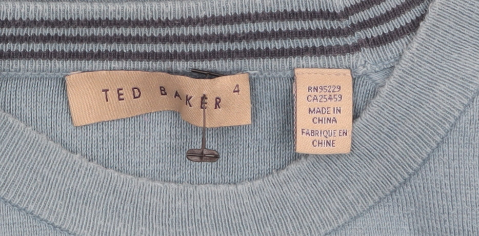 Ted Baker Women Blue Cotton Blend Crew Neck Pullover Jumper Size 14