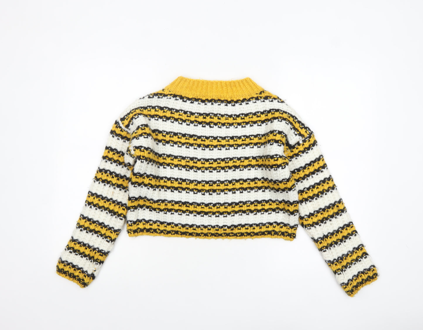 Topshop Petite Women’s Multicoloured Striped V-Neck Chunky Knit Jumper Size 6