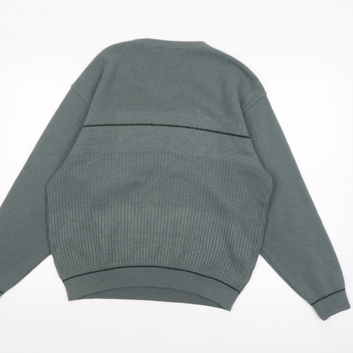 Marks and Spencer Men’s Green V-Neck Wool Blend Pullover Jumper L