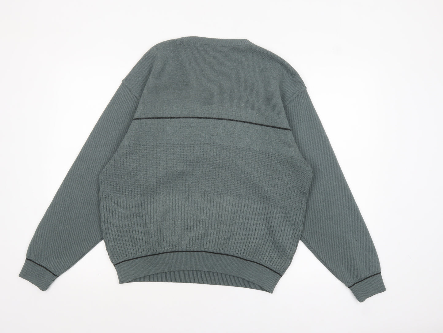 Marks and Spencer Men’s Green V-Neck Wool Blend Pullover Jumper L