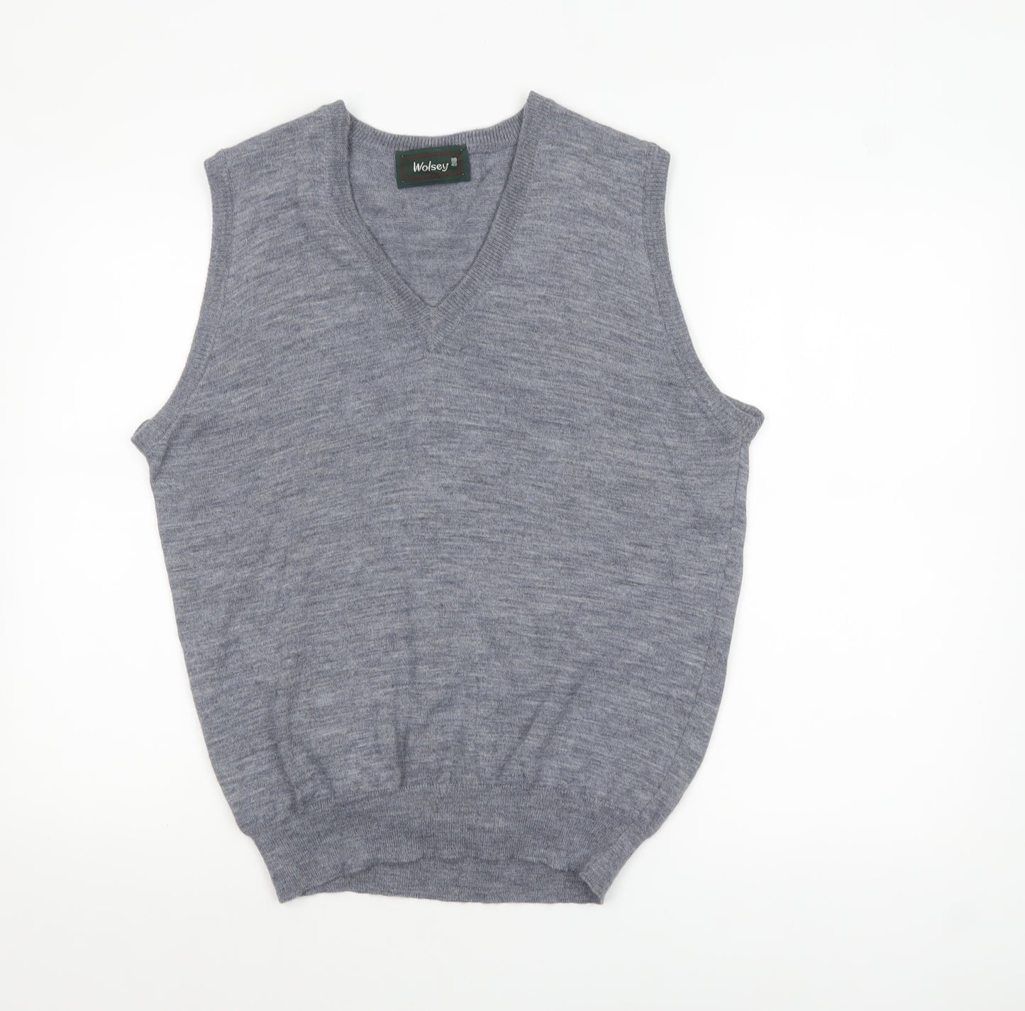 Wolsey Men's Grey Wool V-Neck Sleeveless Vest Jumper M Classic Fit