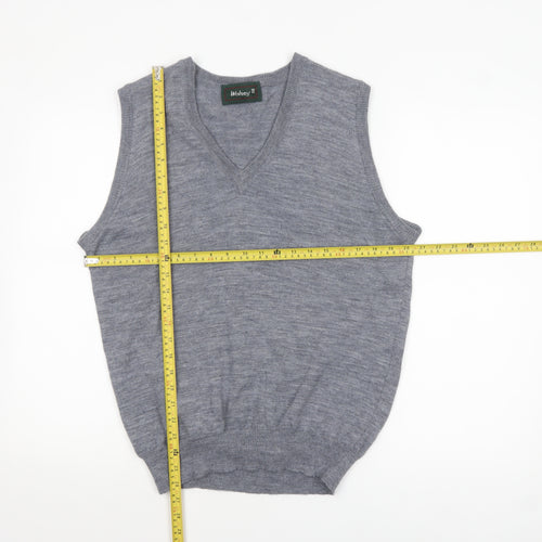 Wolsey Men's Grey Wool V-Neck Sleeveless Vest Jumper M Classic Fit