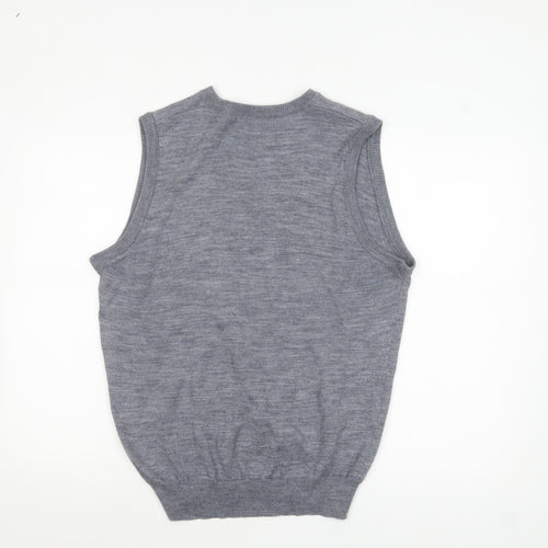 Wolsey Men's Grey Wool V-Neck Sleeveless Vest Jumper M Classic Fit