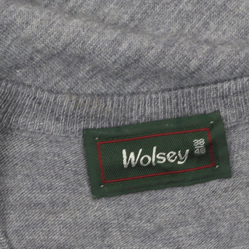 Wolsey Men's Grey Wool V-Neck Sleeveless Vest Jumper M Classic Fit