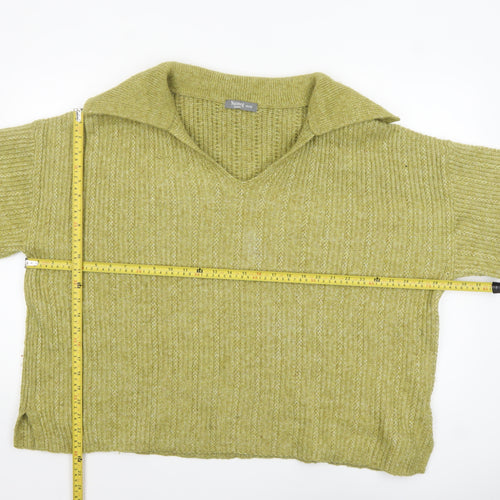 Nutmeg Women Green V-Neck Chunky Knit Pullover Jumper Size 20