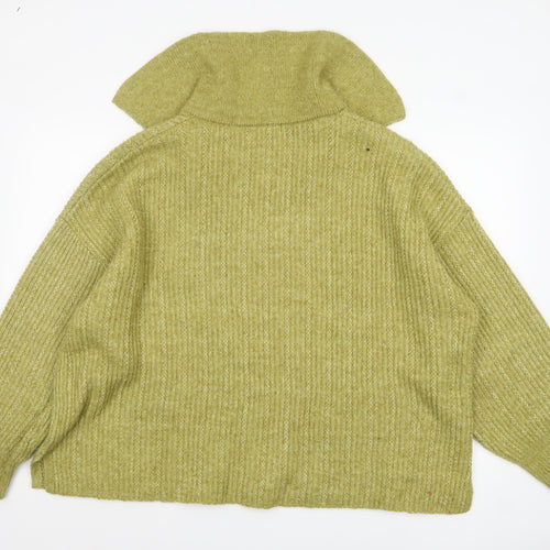 Nutmeg Women Green V-Neck Chunky Knit Pullover Jumper Size 20