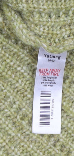 Nutmeg Women Green V-Neck Chunky Knit Pullover Jumper Size 20
