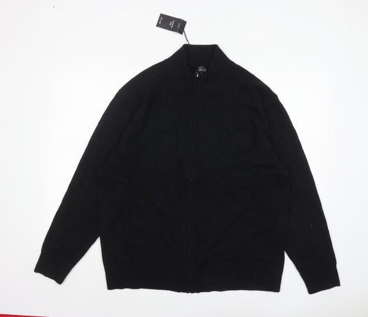 CASHMERE.CH Men’s Black 2XL Full Zip Pure Cashmere Jumper