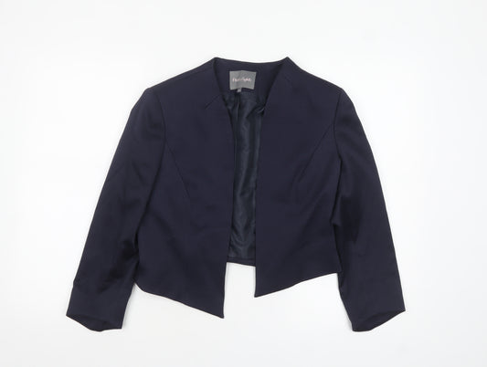 Phase Eight Women Navy Cropped Blazer Jacket Size 12 Cotton Blend