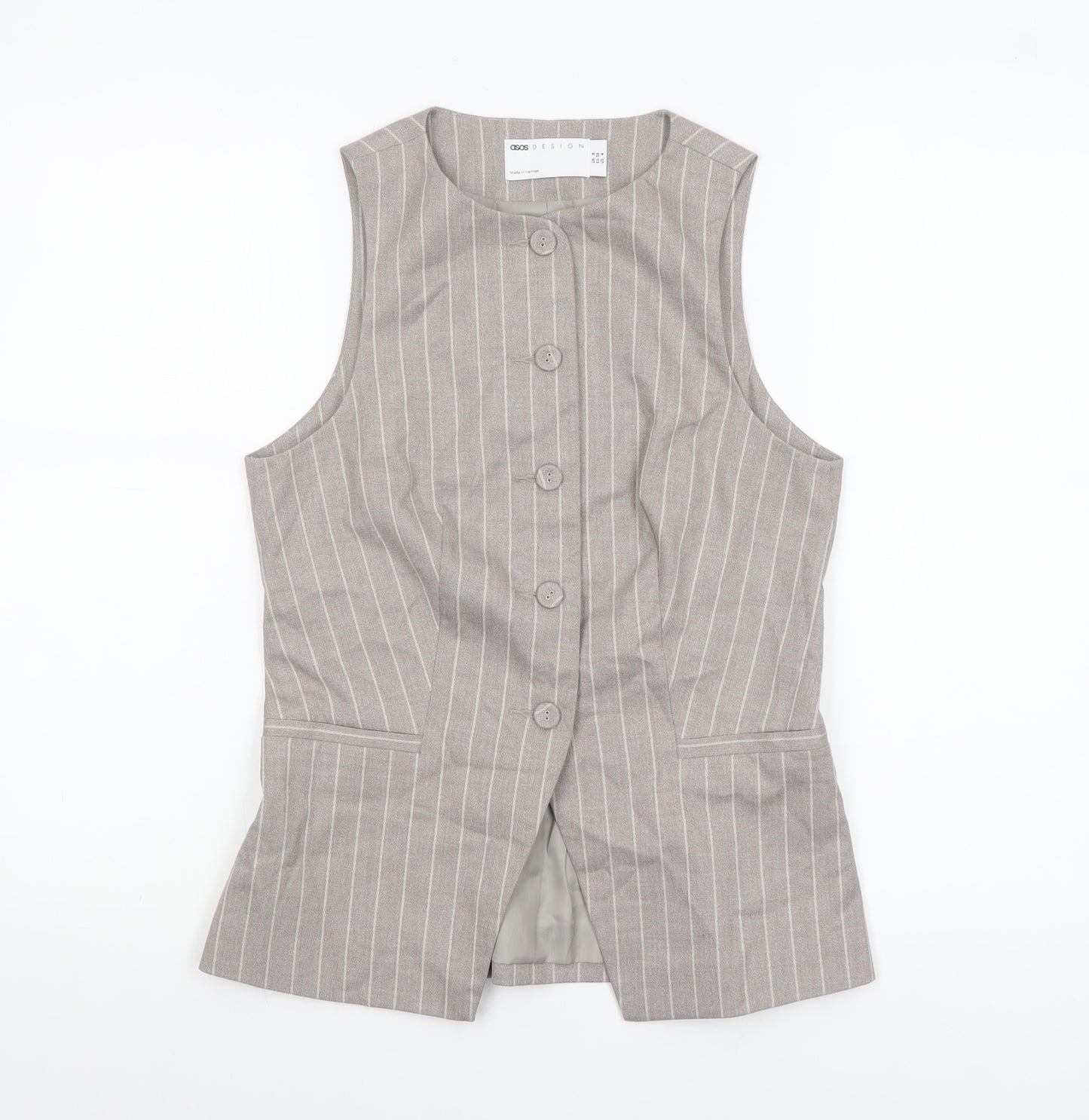 ASOS DESIGN Women’s Grey Pinstripe Waistcoat UK 8 Tailored Fit