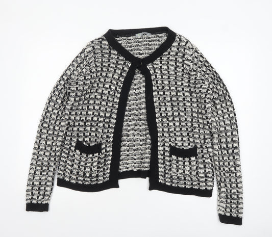 Marks and Spencer Women's Black Mix Size 14 Chunky-Knit Cardigan