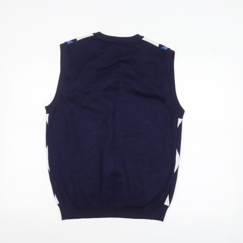 COOFANDY Men's Blue Argyle V-Neck Knit Sleeveless Vest M