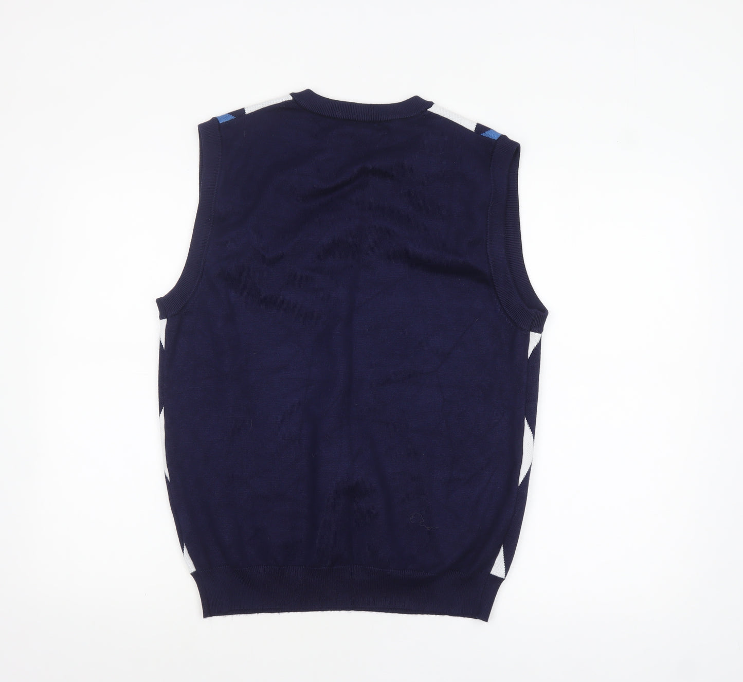 COOFANDY Men's Blue Argyle V-Neck Knit Sleeveless Vest M