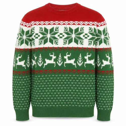 Cheesy Christmas Jumpers Men's Green M Fair Isle Reindeer Pullover