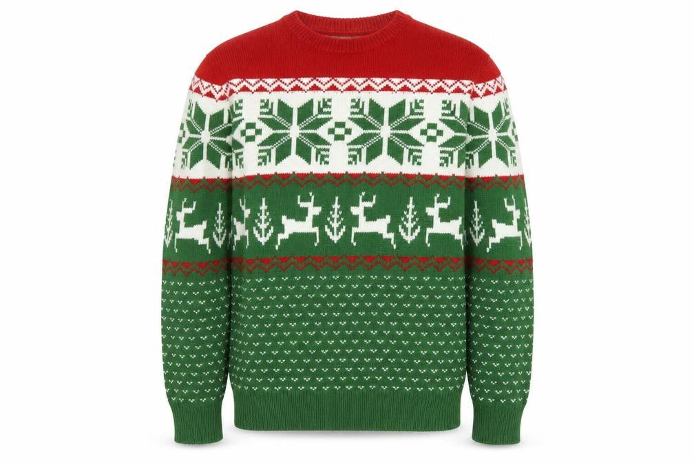Cheesy Christmas Jumpers Men's Green M Fair Isle Reindeer Pullover