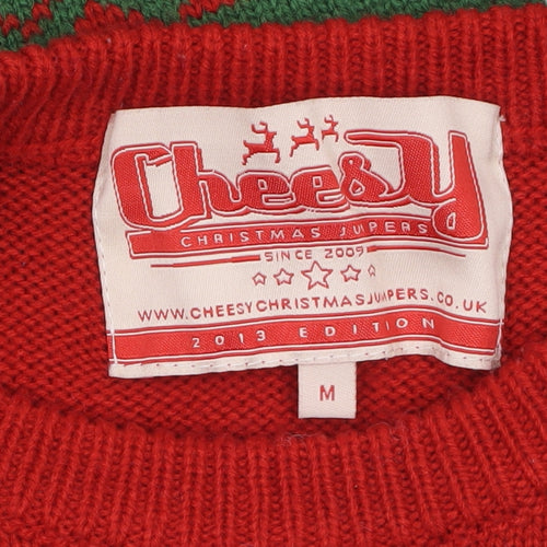 Cheesy Christmas Jumpers Men's Green M Fair Isle Reindeer Pullover