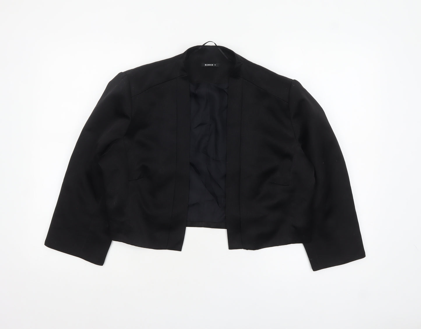 Roman Womens Black Size 16 Cropped Tailored Blazer Jacket