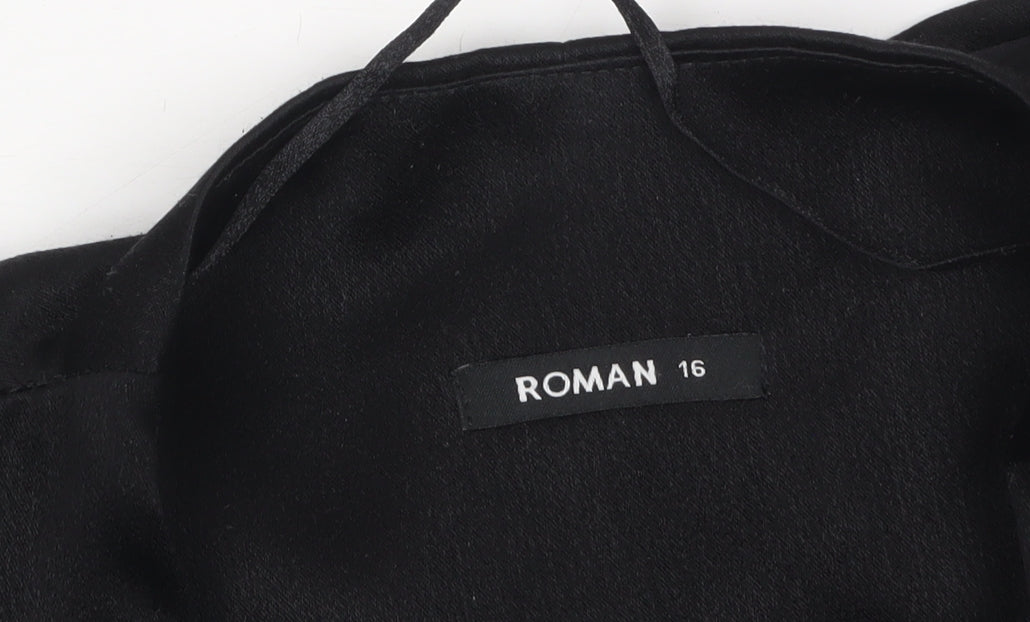 Roman Womens Black Size 16 Cropped Tailored Blazer Jacket