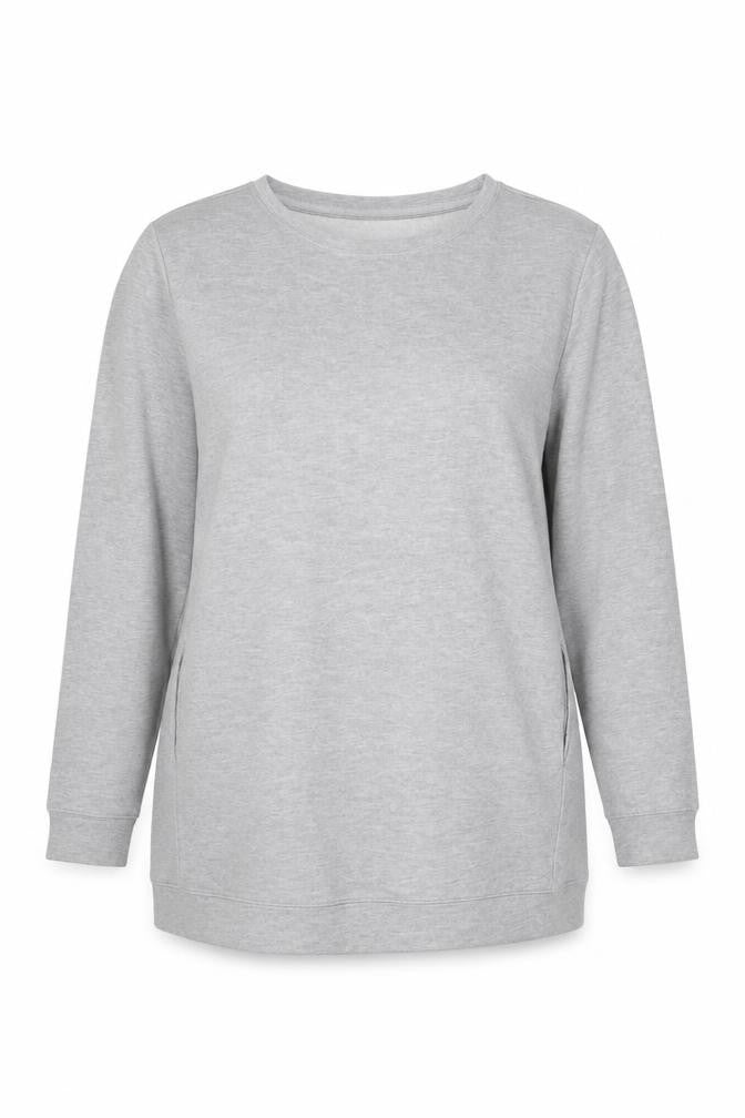 Front view of New Look Women Grey Pullover Sweatshirt UK 18 Long Sleeve Classic Fit
