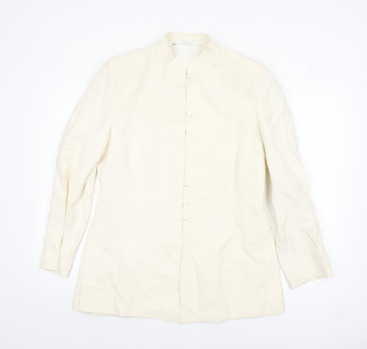 Marks and Spencer Women Ivory Long Sleeve Silk Linen Suit Jacket UK 14