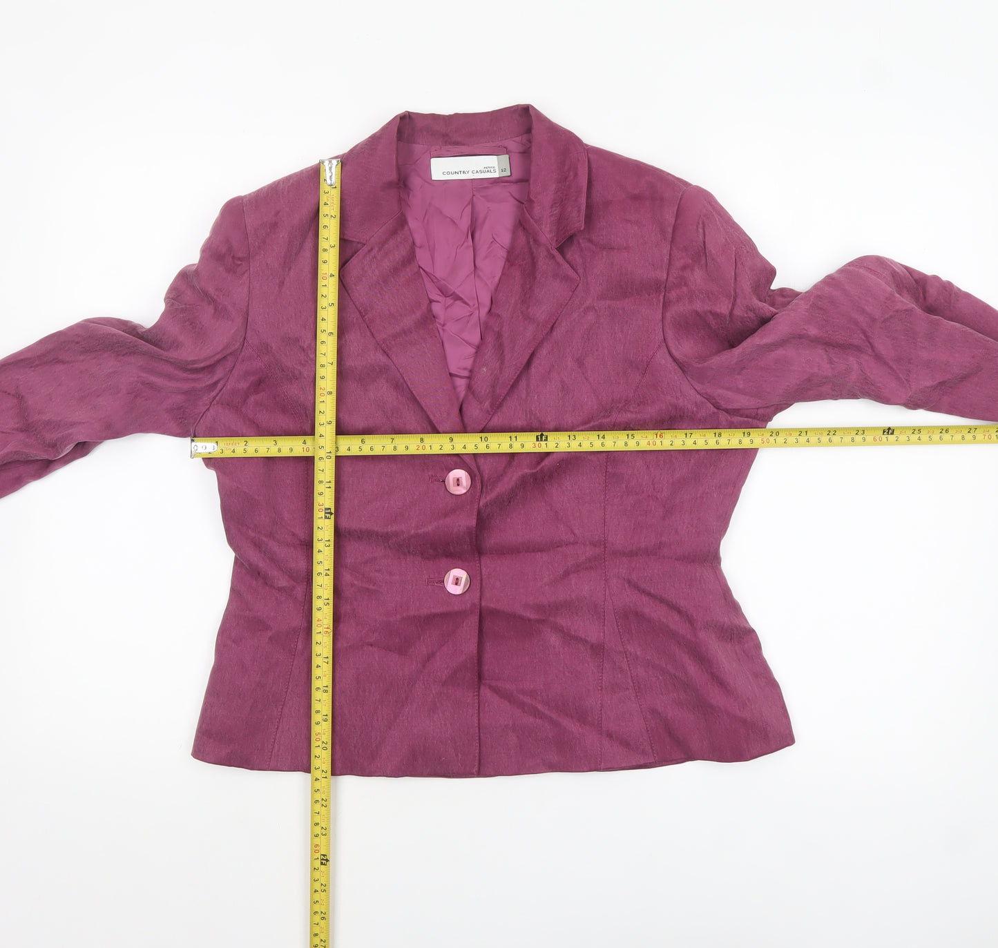 Country Casuals Women Petite Pink Suit Jacket Size 12 Two-Button Blazer
