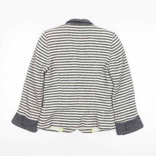 Zara Trafaluc Women’s Navy Striped Bouclé Blazer Size S Single-Breasted